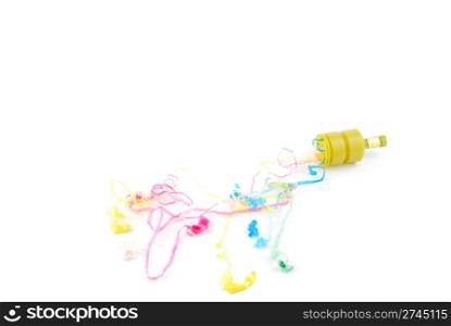 colorful party poppers isolated on white background