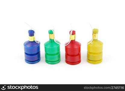 colorful party poppers isolated on white background