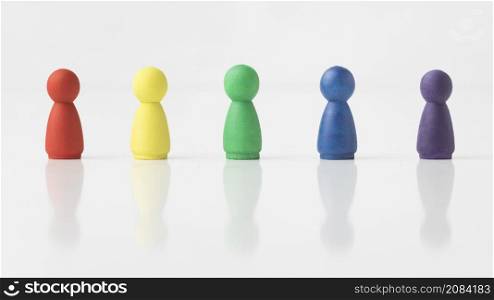 colorful pawns white background