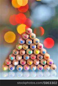 Colorful pencils as christmas tree