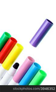 Colorful pens isolated over the white background&#xA;&#xA;