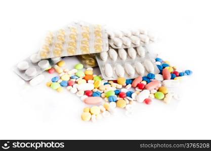 colorful pills isolated on white