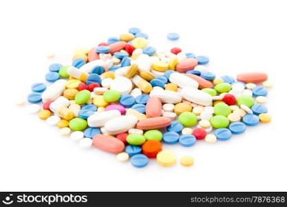 colorful pills isolated on white