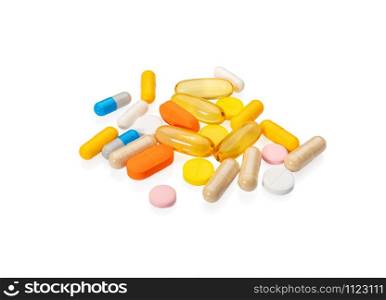 Colorful pills isolated on white background.. Colorful pills concept, isolated on white background