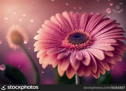 Colorful Pink Natural Gerbera flower. Illustration Generative AI. Colorful Pink Natural Gerbera flower. Illustration AI Generative