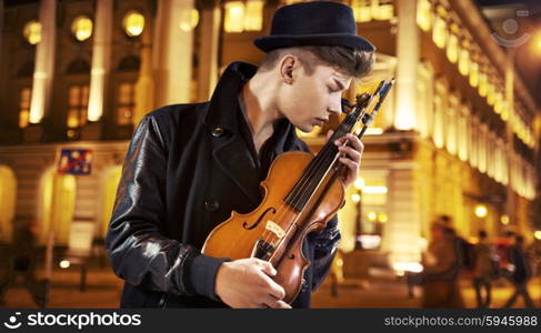 Colorful portrait of the young musician