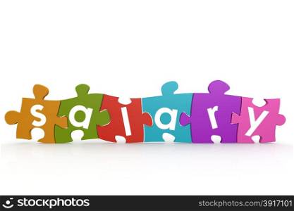 Colorful puzzle with salary word image with hi-res rendered artwork that could be used for any graphic design.