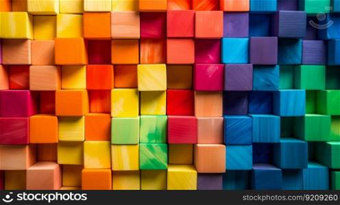 Colorful Rainbow Blocks Background. Generative ai. High quality illustration. Colorful Rainbow Blocks Background. Generative ai