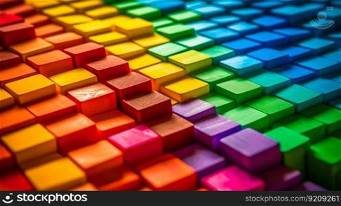 Colorful Rainbow Blocks Background. Generative ai. High quality illustration. Colorful Rainbow Blocks Background. Generative ai