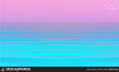 Colorful reflection of the sunset in the flowing water. Abstract motion blurred seascape background in vibrant bold gradient holographic neon colors. Space for copy and design.