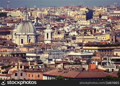 colorful roofs of rome, italy. urban scene