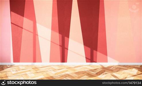 colorful room interior scene red and pink on wooden floor.3D rendering