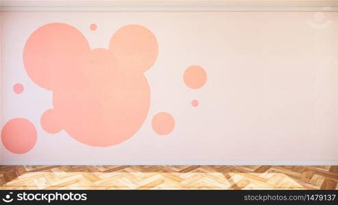 colorful room interior scene red and pink on wooden floor.3D rendering