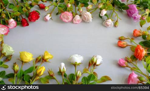 Colorful roses flower background, group of multicolor rose make from clay, handmade product from clever of hand, ornament from clay art so amazing