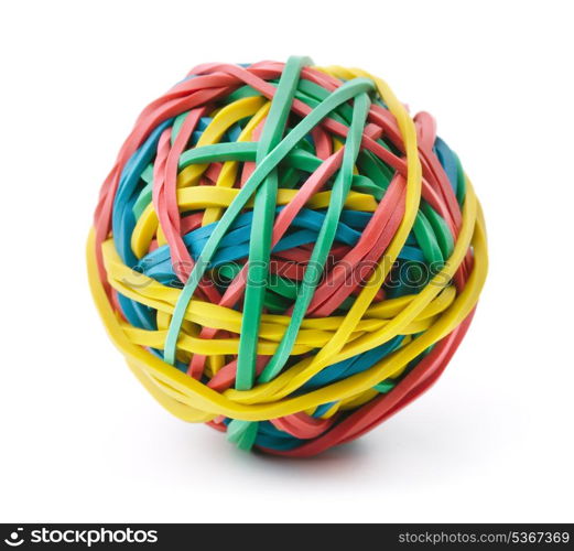 Colorful rubber band ball isolated on white