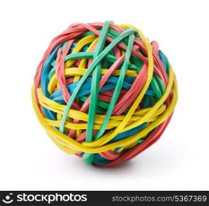 Colorful rubber band ball isolated on white
