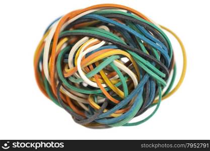 Colorful rubber band ball isolated on white background