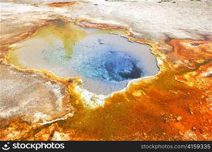 Colorful rusty geyser in Yellowstone National Park.