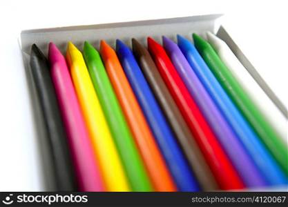 Colorful set of pencil in a box