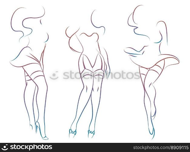Colorful sexy woman silhouettes. Colorful sexy woman silhouettes design isolated on white background. Vector illustration