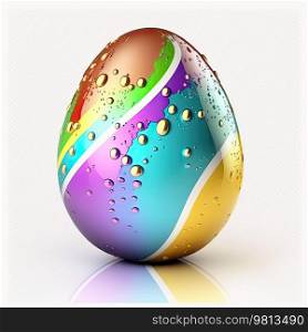 Colorful shiny easter egg with reflection isolated on a white background. Generative AI