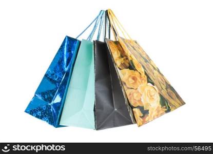 colorful shopping bags on white background