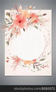 Colorful simple floral decoration illustration background template, creative arrangement of nature and flowers. Good for banner, wedding card invitation draft, birthday, greetings, and design element.