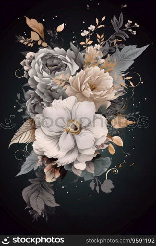 Colorful simple floral decoration illustration background template, creative arrangement of nature and flowers. Good for banner, wedding card invitation draft, birthday, greetings, and design element.