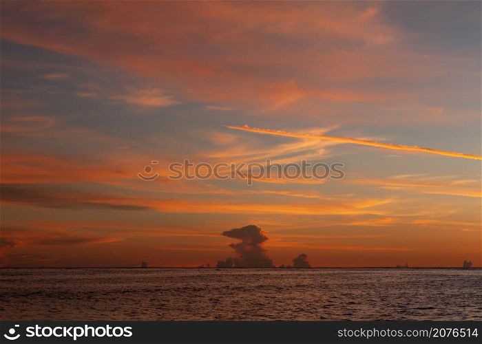 colorful sky after sunset at the Taptawan beach Phang Nga, Thailand