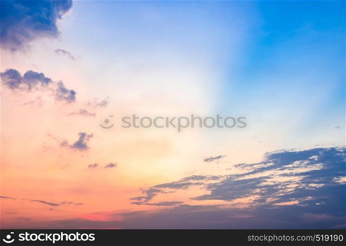 Colorful sky and cloud background at sunset