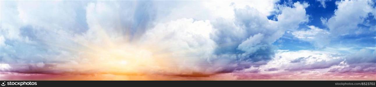 Colorful sky and clouds. Summer sky and clouds. Nature outdoor background. Colorful sky and clouds