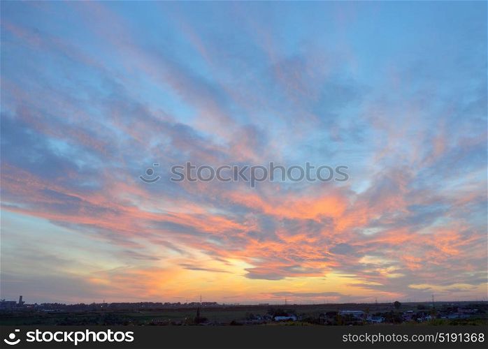Colorful sky texture at sunset in summer time