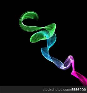 Colorful smoke on black. Green, blue and violet colors.