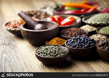 Colorful spices, orintal cuisine vivid theme