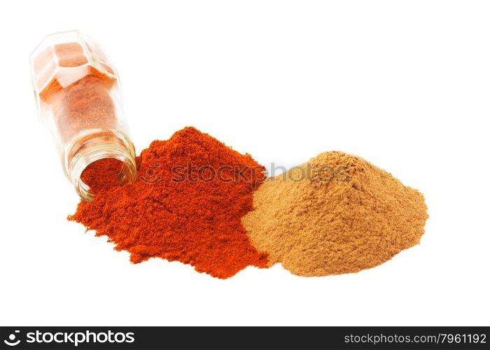 Colorful spices over white background