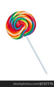 Colorful spiral lollipop isolated on white background