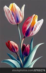 Colorful spring flower tulips 3d illustrated
