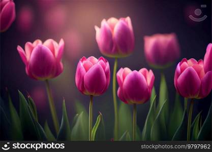 Colorful Spring Tulips Natural Background