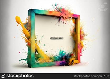 Colorful square arts of abstract frame. Concept of watercolor painting on geometry. Finest generative AI.. Colorful square arts of abstract frame concept of watercolor painting.