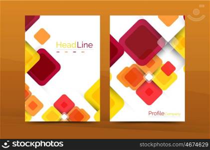 colorful square business annual report cover, brochure template