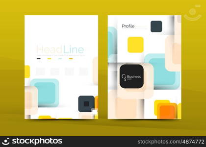 colorful square business annual report cover, brochure template