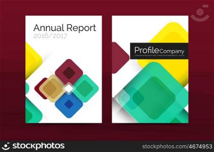 colorful square business annual report cover, brochure template