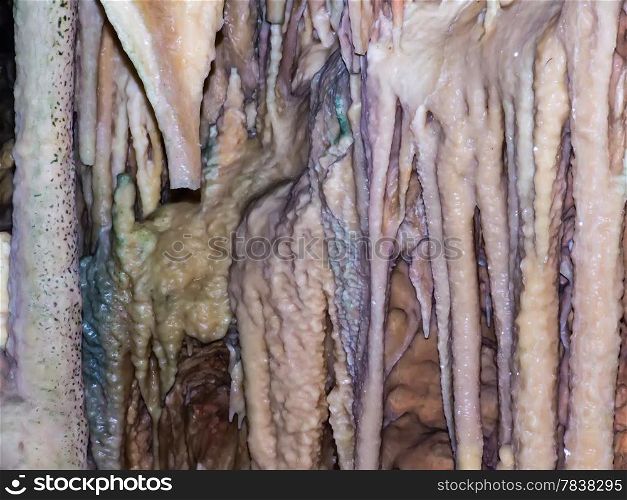 Colorful stalagmites in the cave