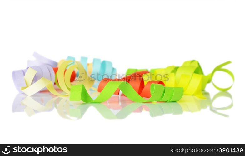 Colorful streamers on a white background