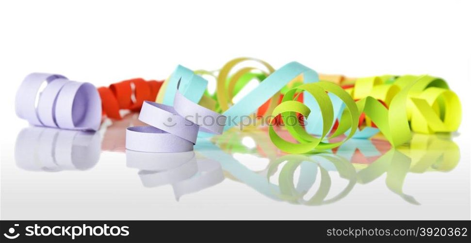 Colorful streamers on a white background