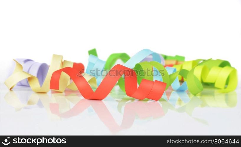 colorful streamers on a white background