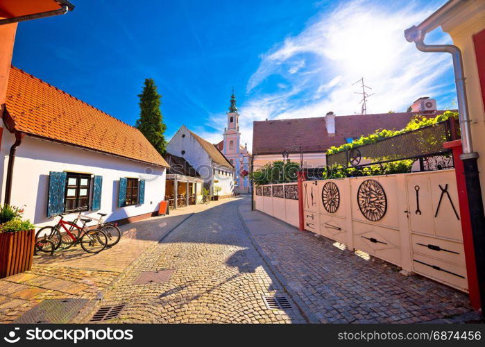 Colorful street of baroque town Varazdin view, northern Croatia