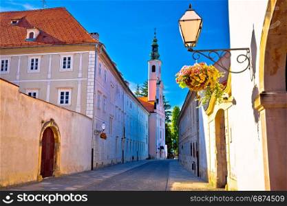 Colorful street of baroque town Varazdin view, northern Croatia