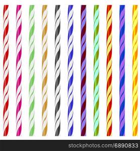 Colorful Striped Drinking Straws Isolated on White Background. Colorful Striped Drinking Straws