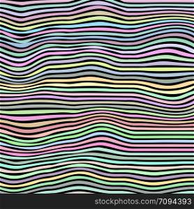 Colorful Striped Pattern. Wavy Colored Ribbons on Dark Background. Curvy Lines Texture.. Colorful Striped Pattern. Wavy Colored Ribbons. Curvy Lines Texture.